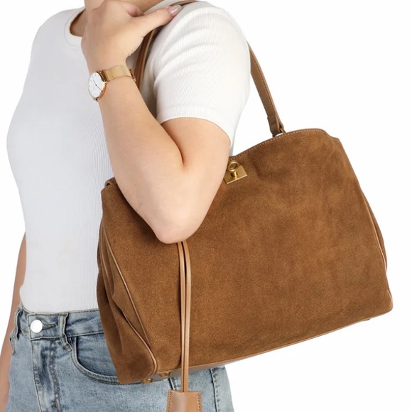 Brown Handbag Kelly Top Handle 2Way Purse Medium Size - Picture 7 of 8